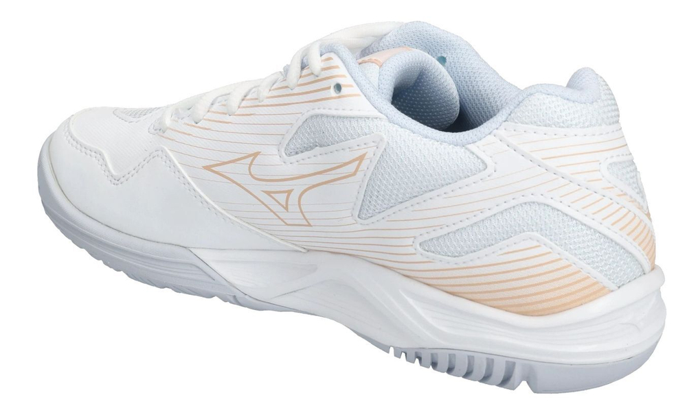 Женские кроссовки для бадминтона/сквоша Mizuno Cyclone Speed 4 - white/peach parfait/halogen blue