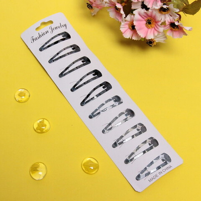 Зажимы для волос детские 10шт «ЭЛЬСА», цвет чёрный / белый, 4.5см (блистер и пакет)