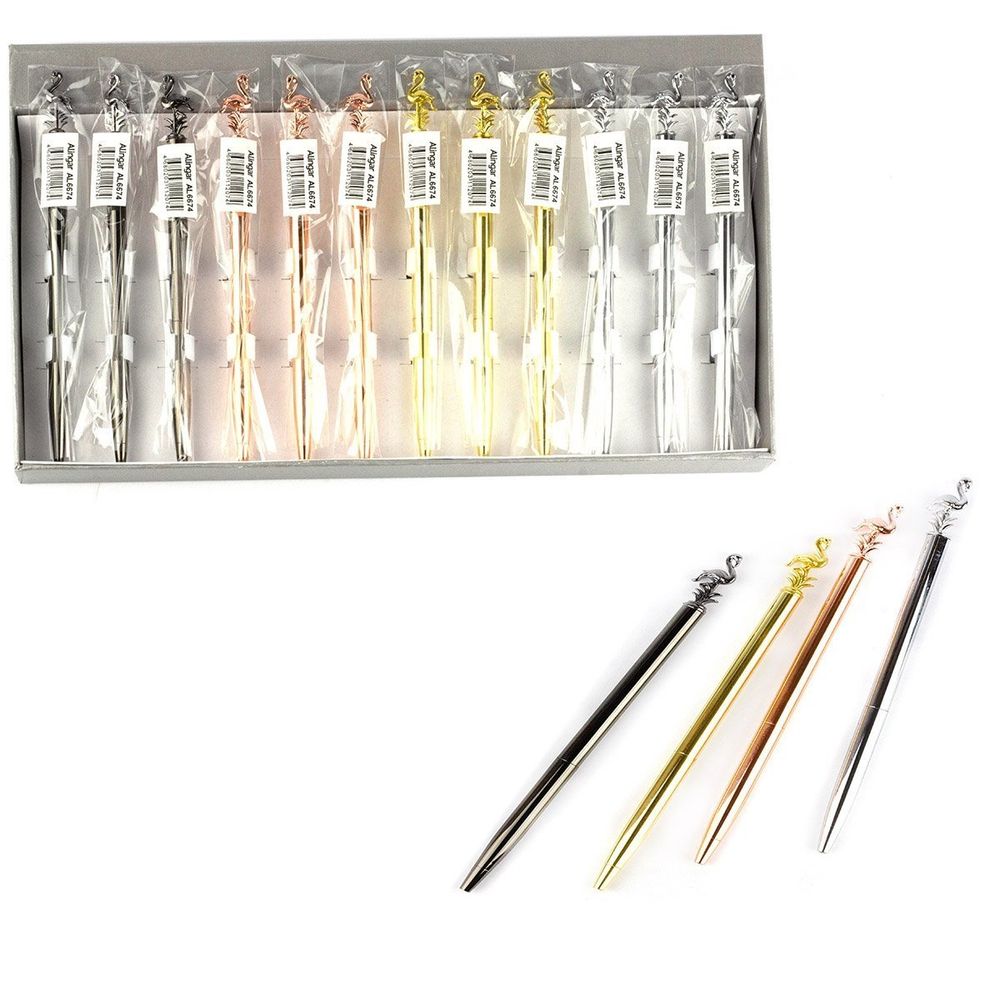 Ручка подарочная шариковая Alingar "Фламинго", 1,0 мм, синяя, поворотный механизм, круглый, цветной, металлический корпус, карт. уп.