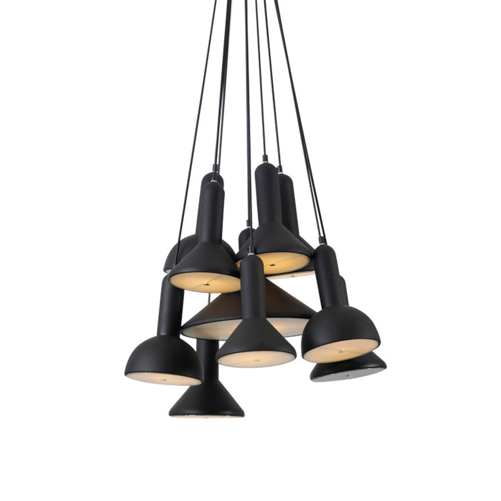 Pendant design lamp  TORCH by Sylvain Willenz (Black,  10 lampshades)