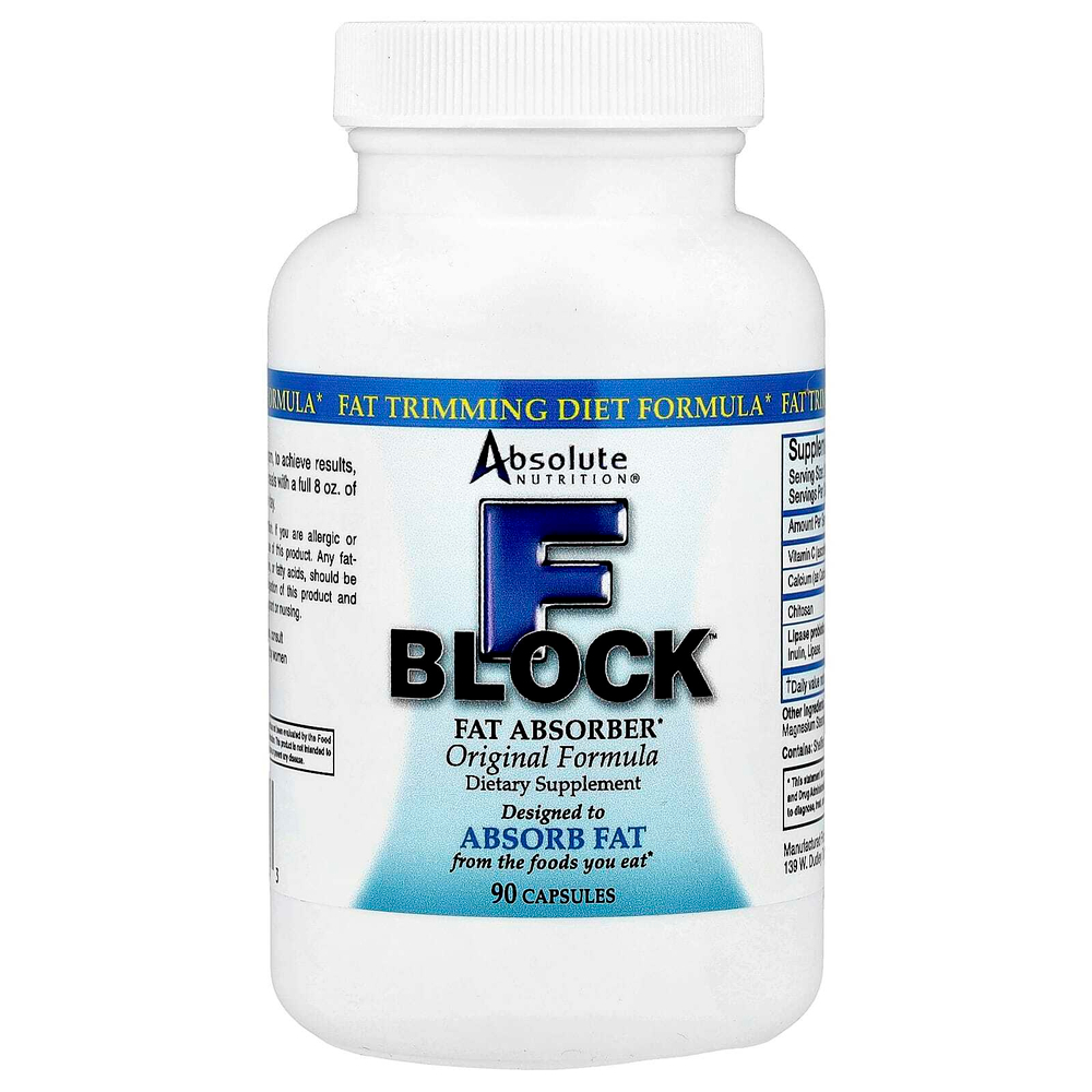 Absolute Nutrition, FBlock ™, поглотитель жира, оригинальная формула, 90 капсул