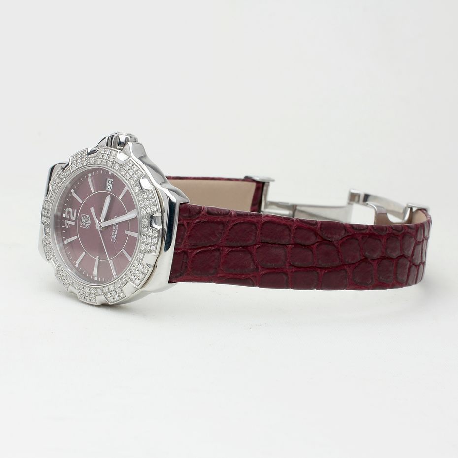 Ремешок для часов TAG Heuer Formula 1 Lady Diamond бордовый из аллигатора