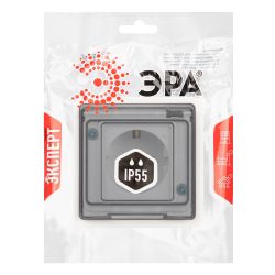 Розетка ЭРА Эксперт 11-2521-01 с заземлением с крышкой 2P+E IP55 16A-250В СУ белый | Эра Эксперт