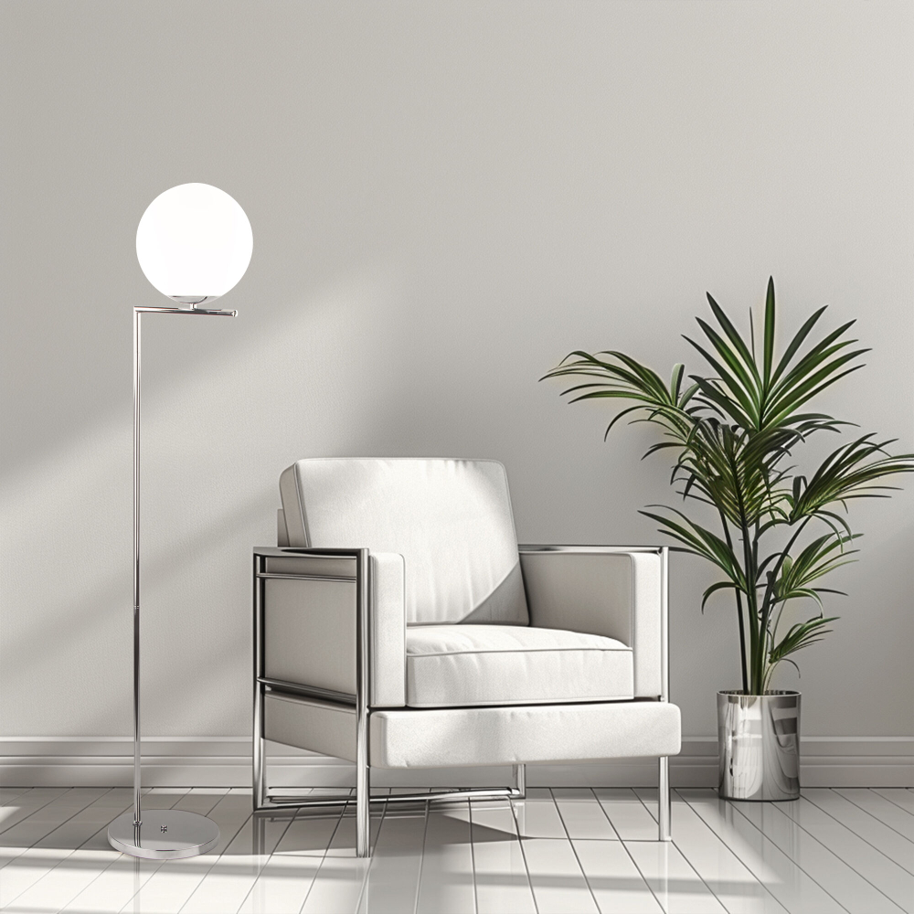 Торшер со стеклянным плафоном 01083/1 хром