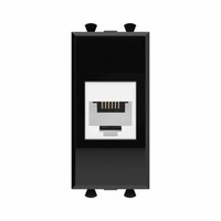 Телефонная розетка RJ-12 без шторки модульная, "Avanti", "Черный квадрат", 1 модуль
