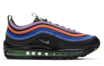 Nike Air Max 97 Black Multi comfortable low-cut casual running shoes women's black rainbow