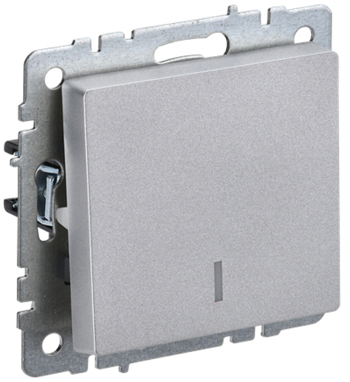 BRITE Выключатель 1-клавишный с индикацией 10А ВС10-1-1-БрА алюминий IEK