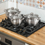 Кастрюля нерж, 6.5 л, с крыш, крышка стекло, Daniks, Классика, SD-24, индукц