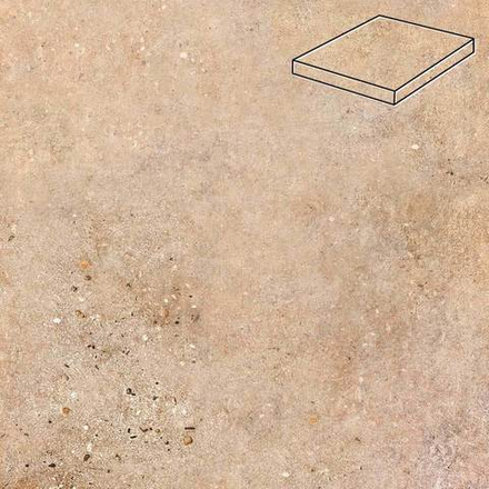 Stroeher - Gravel Blend 961 brown 340х340х35х11 артикул 9441 - Угловая клинкерная ступень прямоугольная Loftstufe