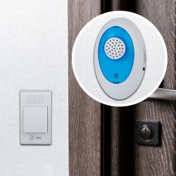 Звонок дверной ЭРА A01 беспроводной аналоговый белый с синим 32 мелодии в пакете