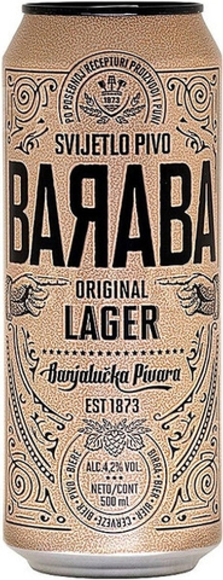 Пиво Бараба Ориджинал Лагер / Baraba Original Lager 0.5 - банка