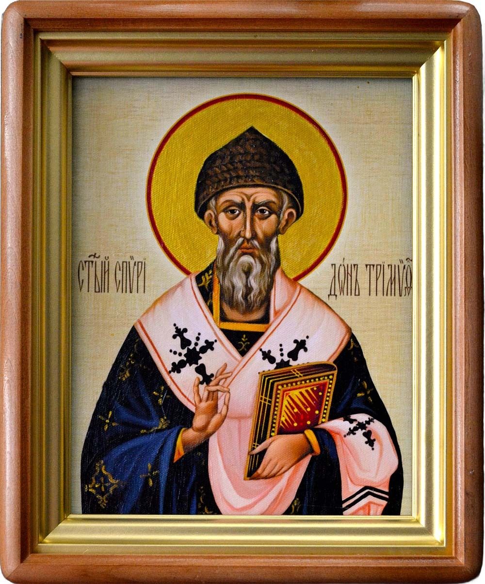 Спиридон Тримифунтский. Рукописная икона холсте.