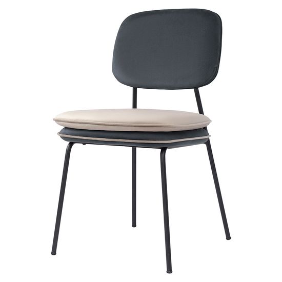 Стул с контрастным кантом pea, велюр, темно-серый/бежевый