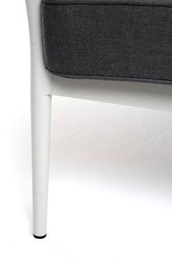 "Касабланка" диван 3-местный плетеный из роупа, каркас алюминий светло-серый (RAL7035) муар, роуп серо-коричневый 23мм, ткань серая 017