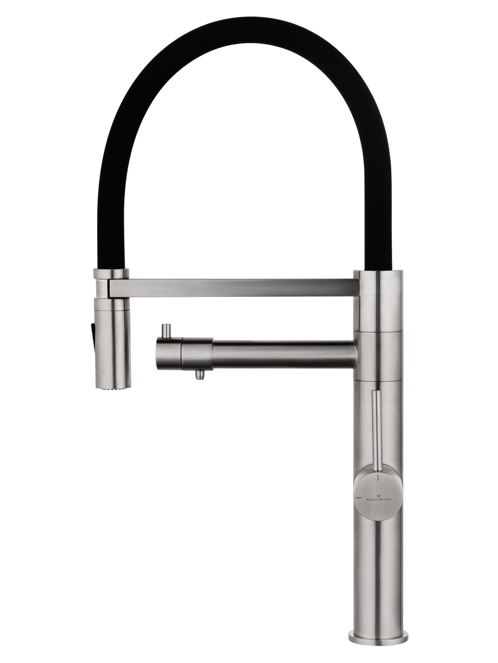 Смеситель для кухни с гибким изливом и подключением фильтра WONZON & WOGHAND, Брашированный никель (WW-88458007-BN)