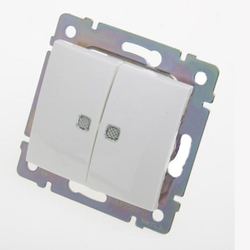 77 4212 Выключатель 2 клавишный проходной с подсветкой10 шт белый