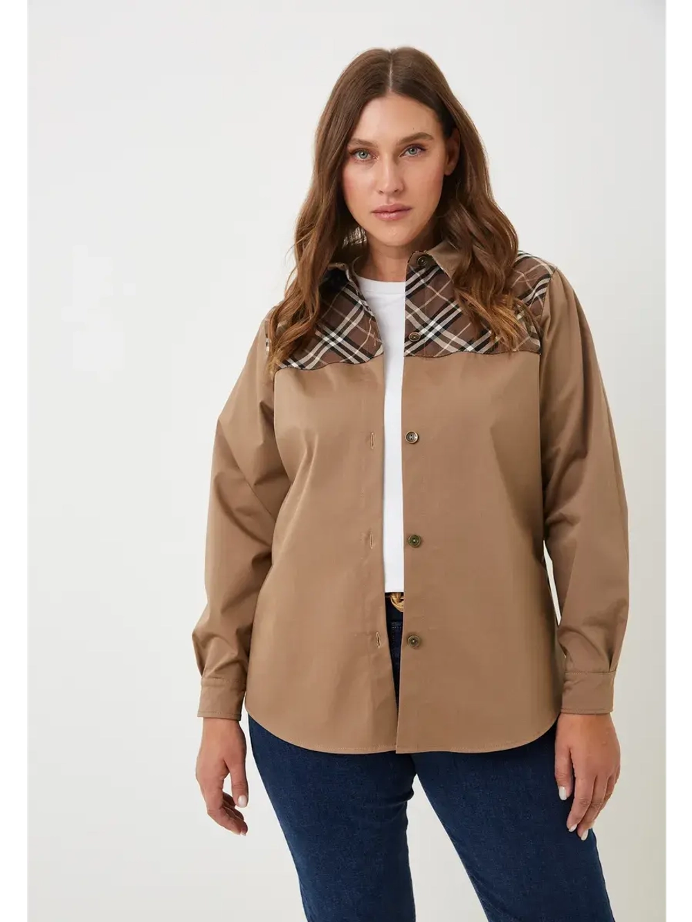 Блуза-рубашка в клетку