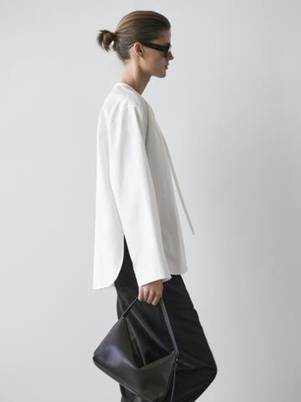 Massimo Dutti Рубашка из струящегося поплина, белый