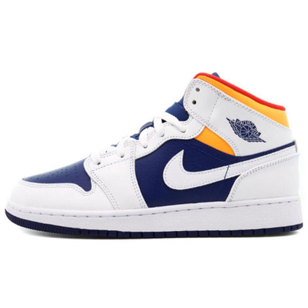 Кроссовки Air Jordan 1 Mid GS White Deep Royal Blue