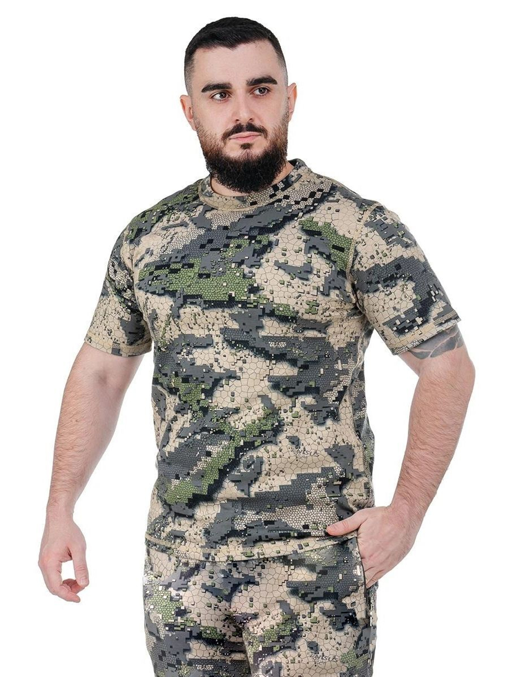 Футболка для рыбалки Nisus Montero хлопковая, серый спектр, 52-54/176-182