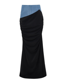 Юбка макси асимметрия с драпировкой из крепа