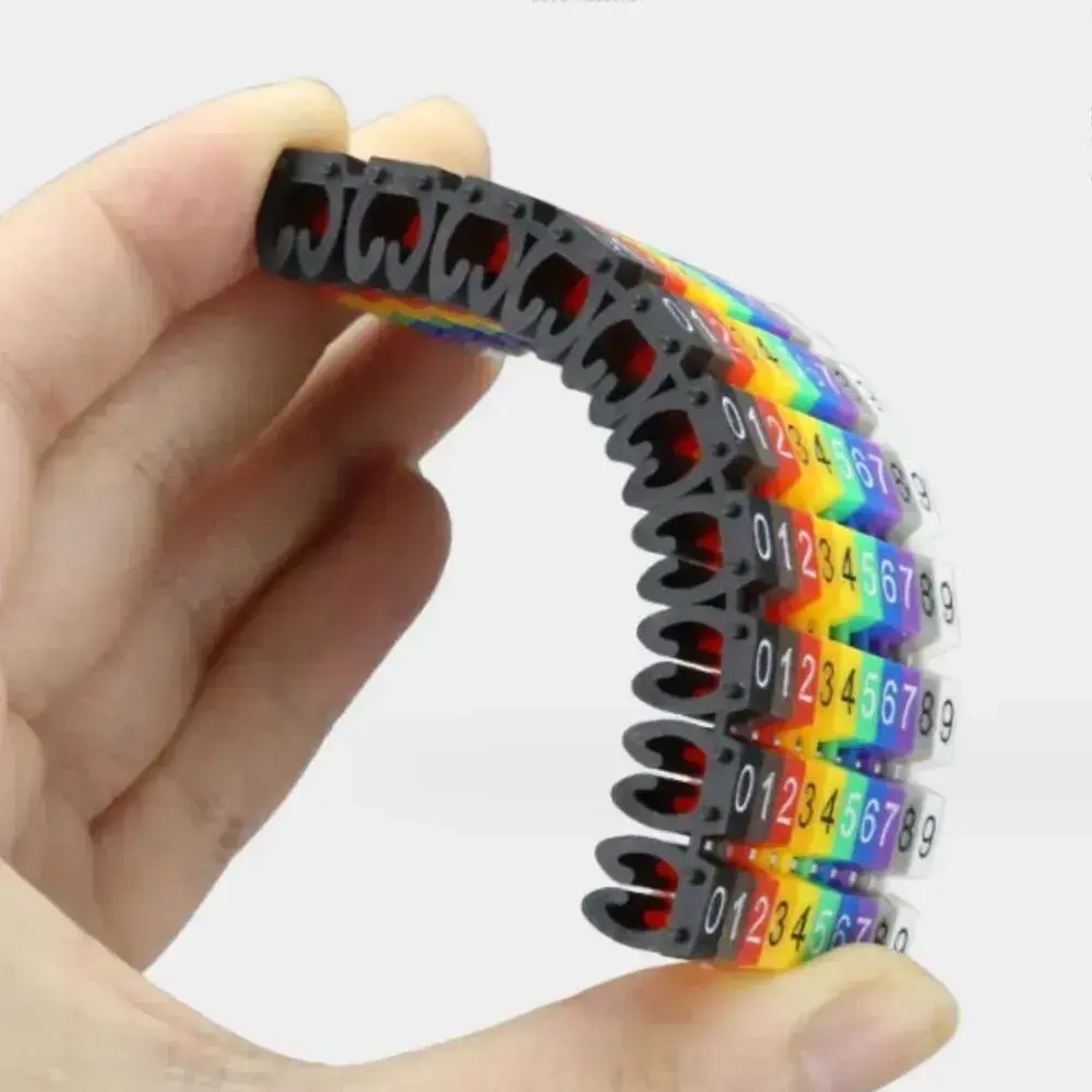 Маркеры кабельные, клипса с маркировкой от 0 до 9, для кабеля 3,9 - 4,3 мм, набор 100шт.