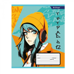 Тетрадь 12л., клетка, Alingar, скрепка, блок офсет, 100% белизна, мелованный картон (стандарт), "Anime style"