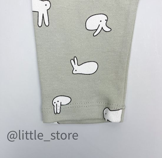 Штанишки хлопковые "Смешные зайки" темно-оливковый