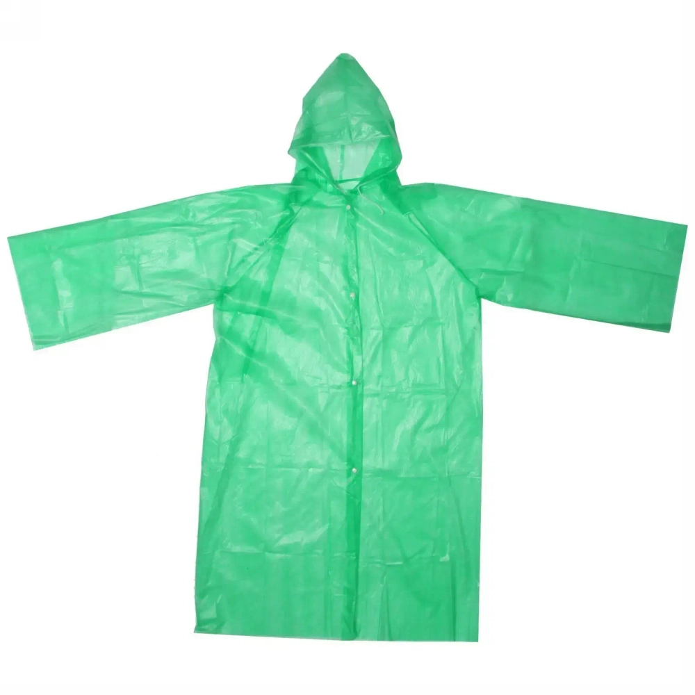 Дождевик-плащ 30 Мкрн 110*65см «Сезон» с капюшоном и завязками, на кнопках, зеленый ДоброСад