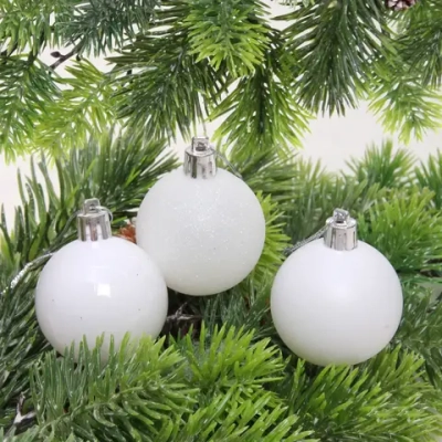 Новогодние шары 5 см (набор 24 шт) «Микс фактур», белоснежный