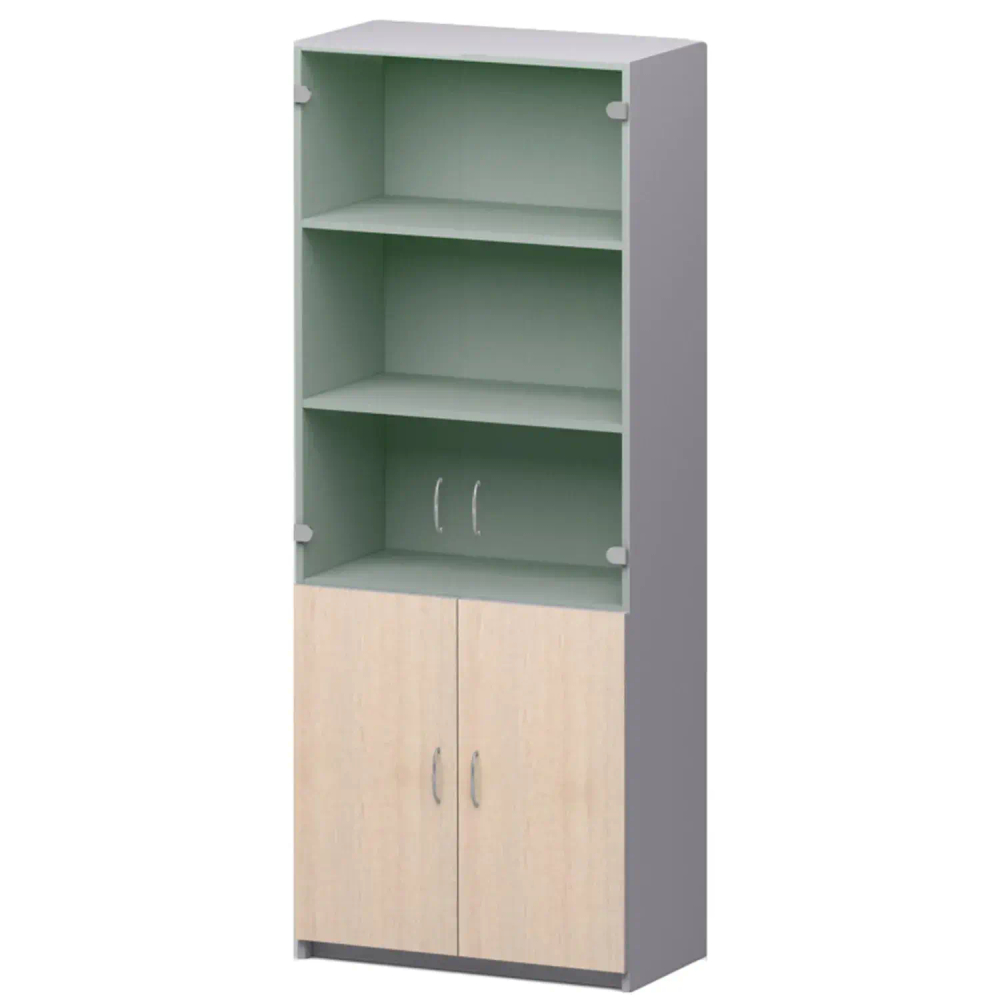 Шкаф SP Бюджет   со стекл. 2553 (651,879,655,670) д.ш.св./сер