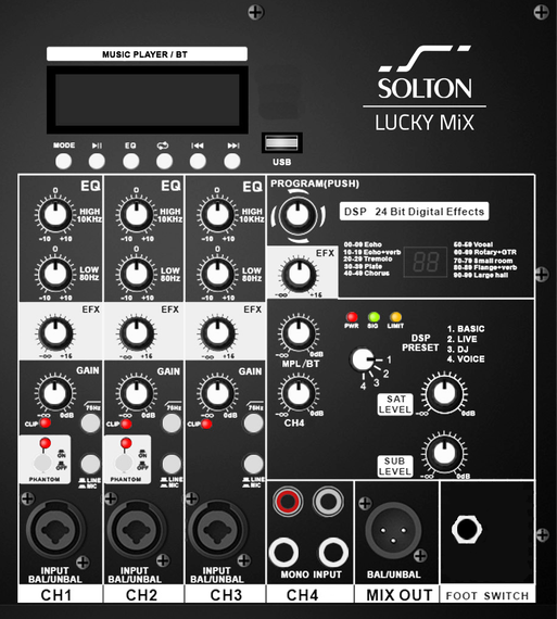 Solton Lucky MiX System - Комплект: 
Активный сабвуфер Lucky MiX SUB 12&quot; - 300 Вт (RMS); Макс.*: 50