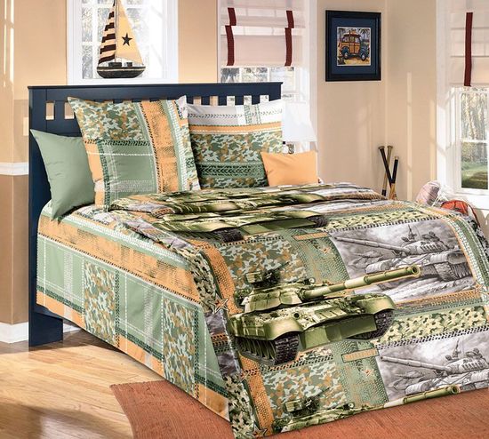 Полуторный комплект детского постельного белья Танк поплин