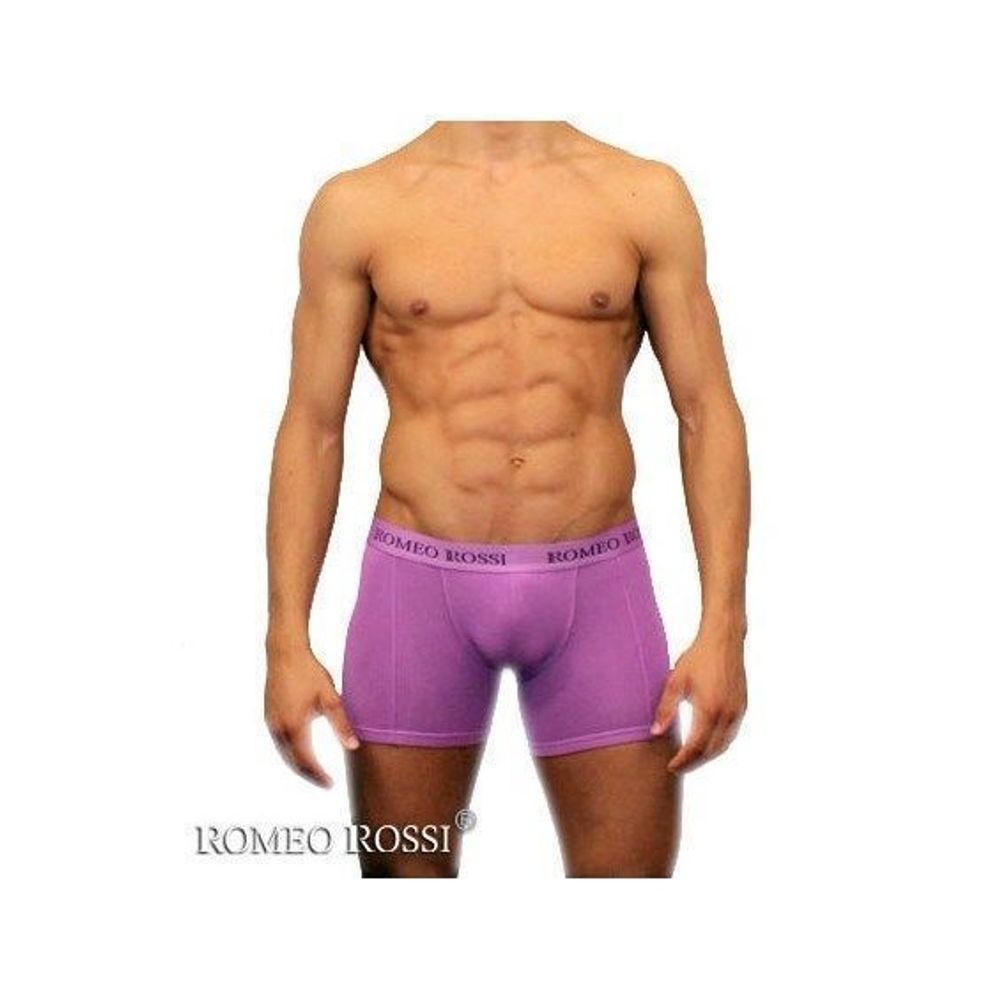 Мужские трусы боксеры удлиненные c резинкой Romeo Rossi сиреневые RR7001-06