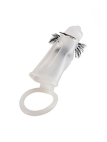 Эластичная насадка на пенис с подхватом мошонки и стимулирующими «ресничками» (Цвет: белый)