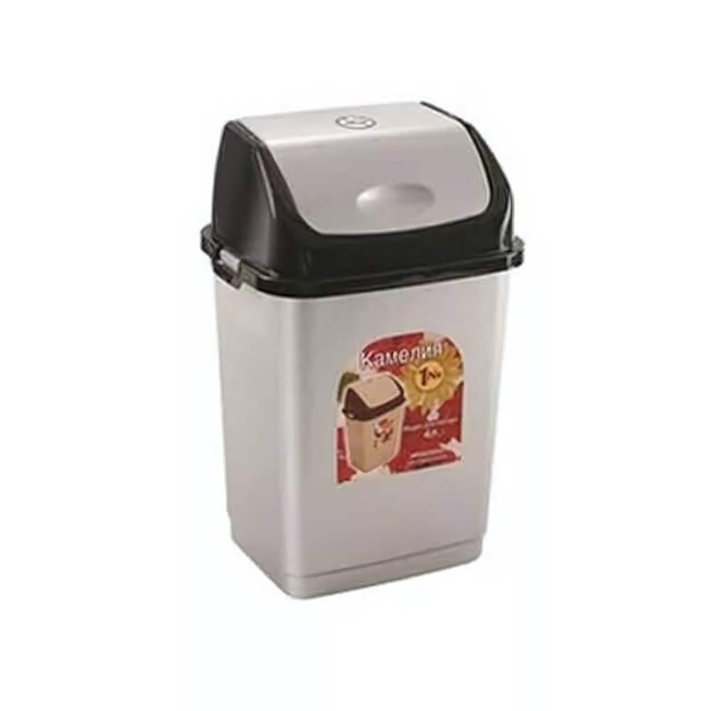 Ведро для мусора "Камелия", № 1, 4 л, серебристый перламутр / черный, РП-1011