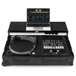 Кейс UDG Ultimate Flight Case Single Turntable Battle/ PLX-CRSS12 & 10"/12" Mixer Black Plus (Laptop Shelf, Trolley & Wheels)