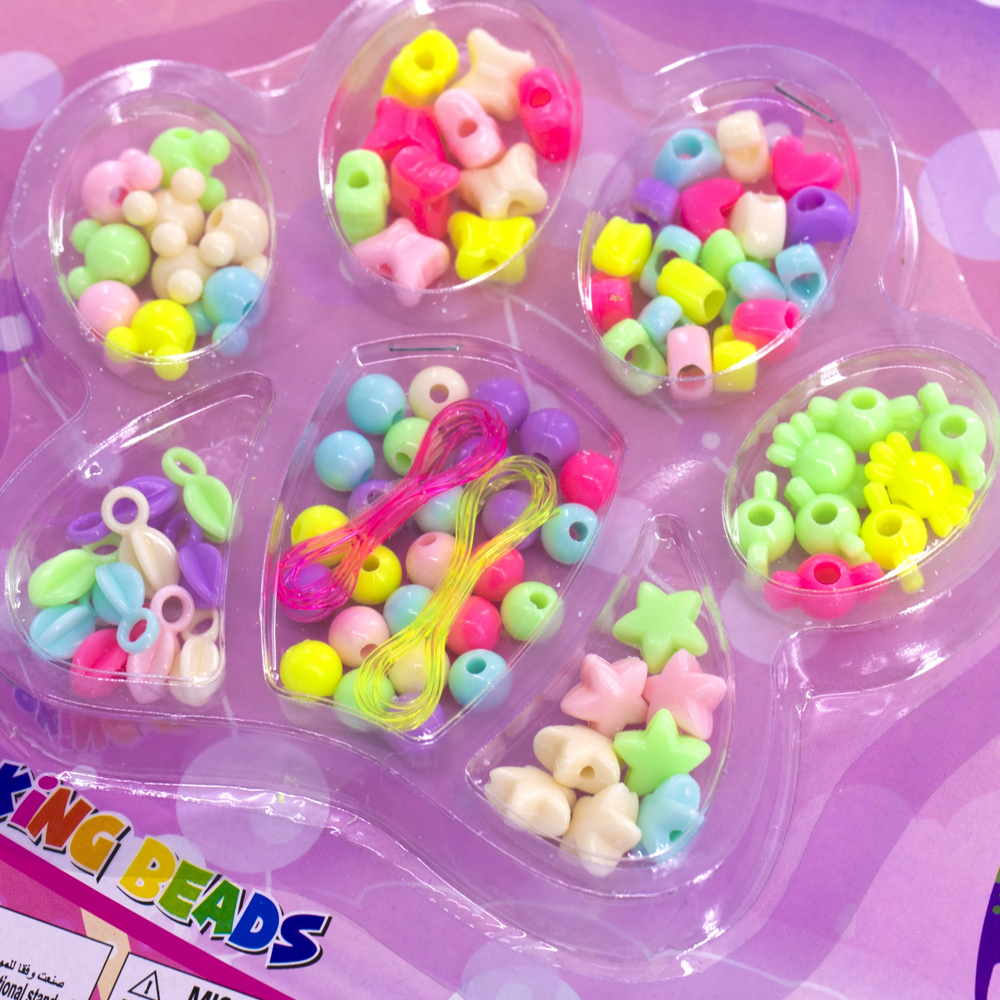 Набор для создания украшений-бусины Alingar, 260х190х15мм, "Лапка 2", 6 вид. бус., подвески, 2х0,5 м леска, блистер с европод.