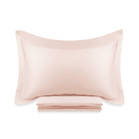 Однотонное постельное белье тенсель+хлопок | розовый