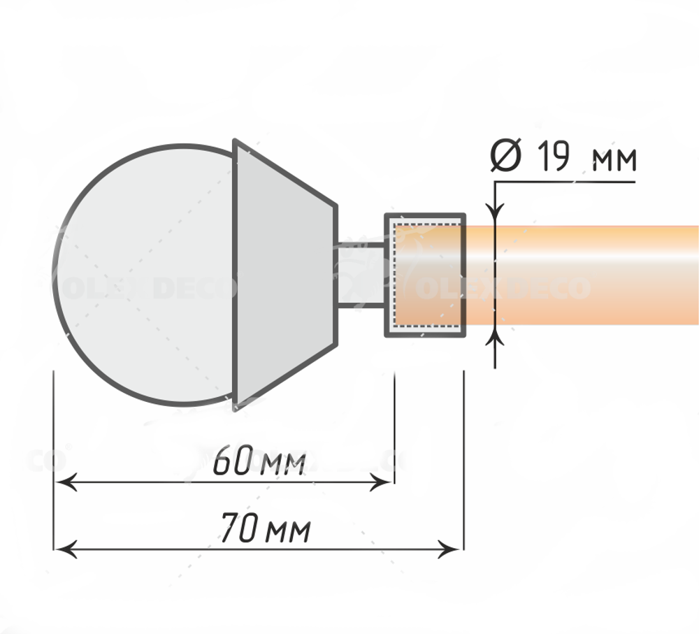 Наконечники "Жемчужина" d19 мм, цвет хром матовый/хром