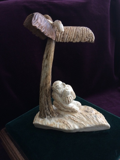 Пальма, сувенирная композиция, с фигуркой обезьяны и пальмой