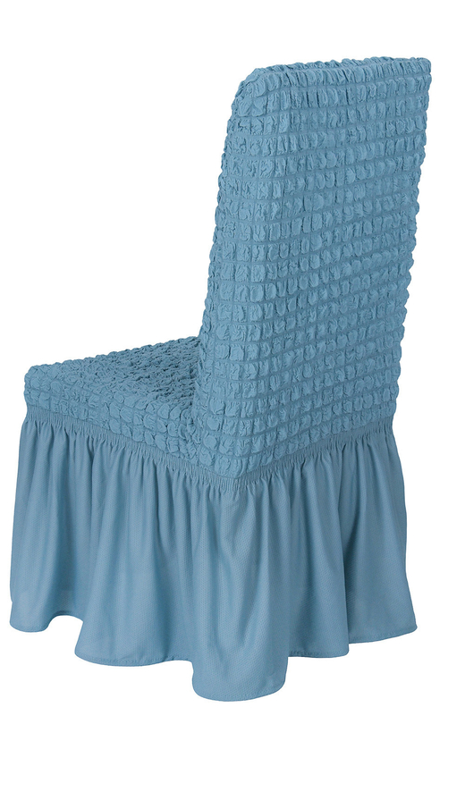 Чехол на стул с оборкой, цвет Сepo-гoлyбoй, Набор 6 шт.