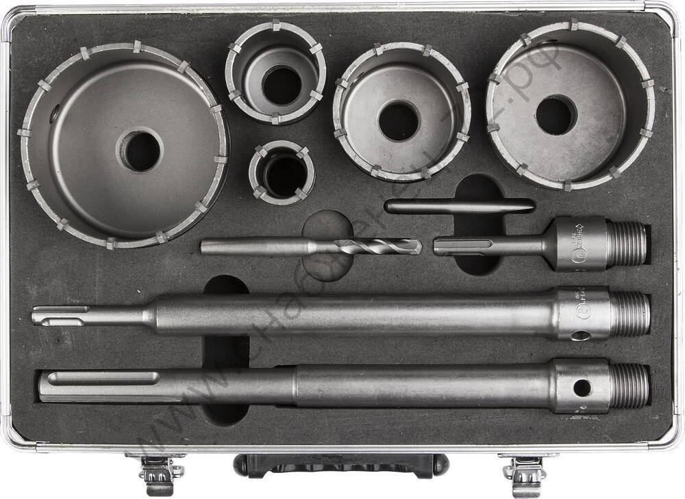 ЗУБР d 33, 68 мм, Alu кейс, Набор коронок по бетону с оснасткой, Профессионал (29185-H2-10)