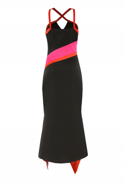 Платье с крестообразными лямками чёрное 32-19 SS