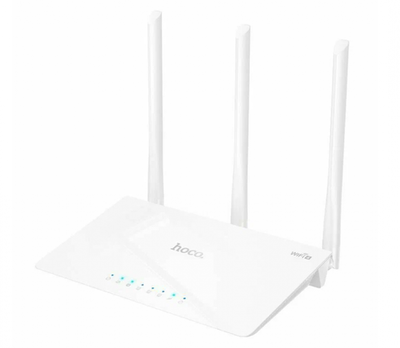 Маршрутизатор HOCO HI30, 2/8Mb, WAN+3xLAN 10/100Mbps, Wi-Fi 300Mbps 802.11b/g/n, DC5V/1A White