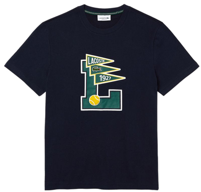Мужская теннисная футболка Lacoste Crew Neck Pennants L Badge Cotton T-Shirt M - navy