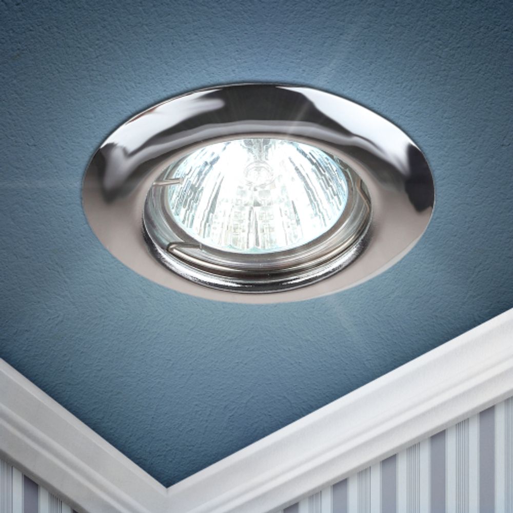 ST3 CH Светильник ЭРА штампованный MR16,12V/220V, 50W хром | Штампованные встраиваемые светильники