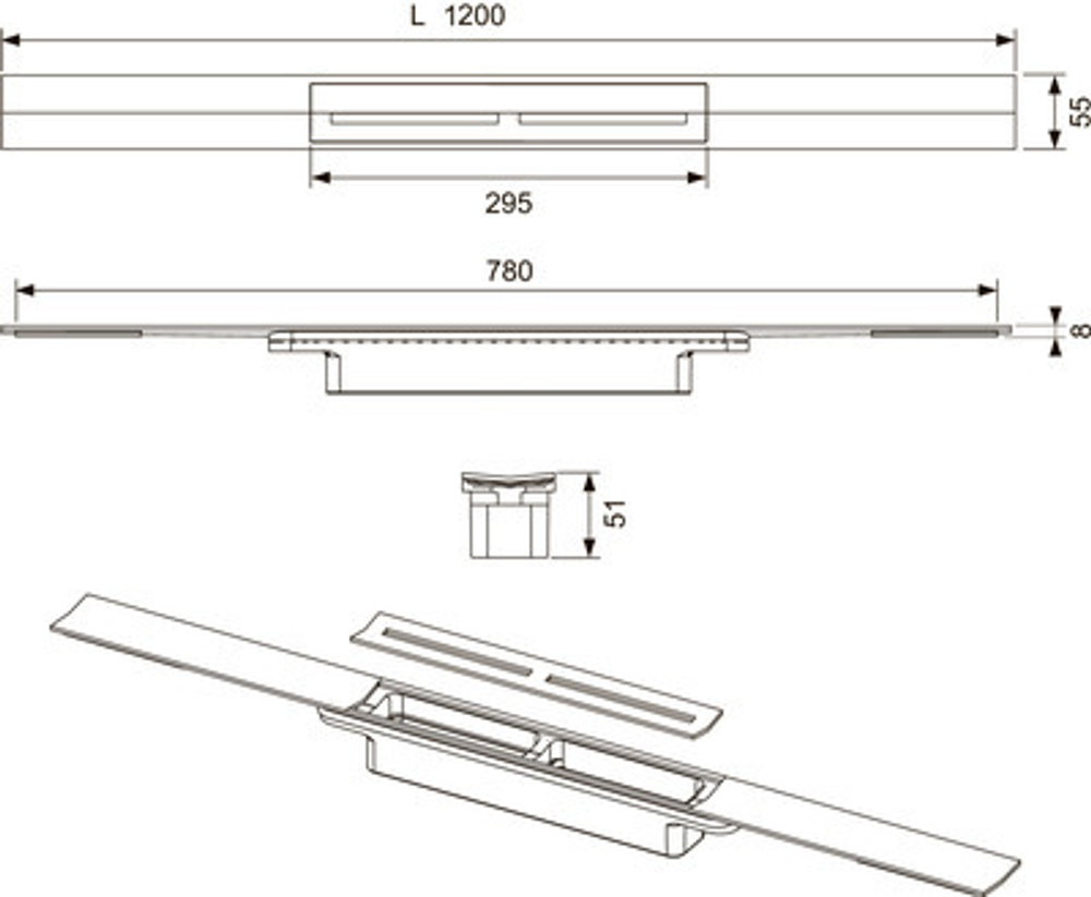 Профиль для душа TECEdrainprofile, 1200 мм, PVD Brushed Red Gold