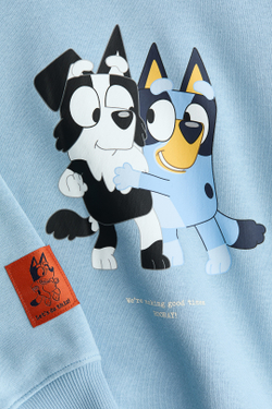 H&M Толстовка с капюшоном и принтом, голубой