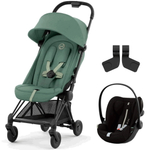 Коляска Cybex Coya Matt Black Frame Cloud G i-Size Moon Black Plus Leaf Green с дождевиком